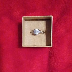 Sterling Silver Ring With A Faux Sky Blue Topaz And White Topaz Stones. Size 7.